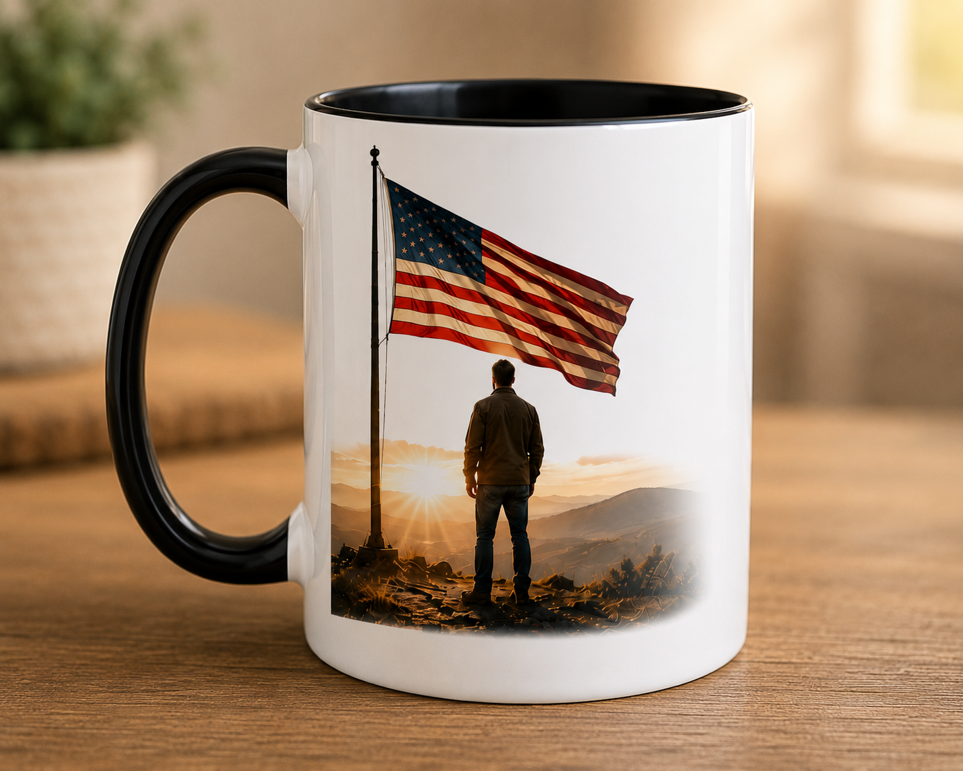 Kneel for God, Stand for America mug left view